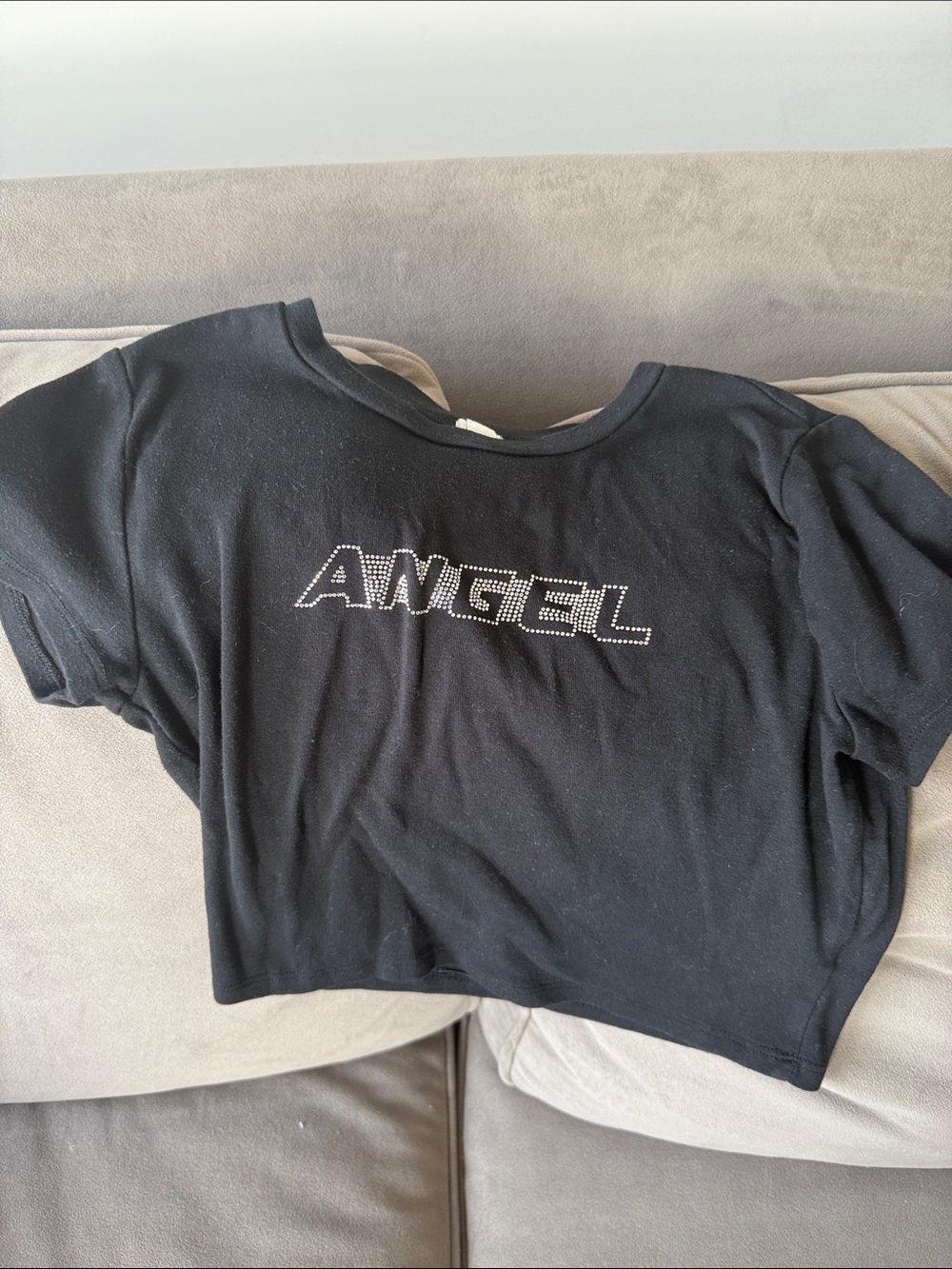 Garage Black 'ANGEL' Studded Crop Tee